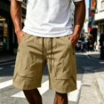thumbnail image 2 of Mens Shorts Casual Solid Color Drawstring Casual Elastic Waist Running Shorts Men With Pockets, 2 of 4