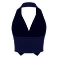 thumbnail image 4 of TSSOE Women Halter Neck Notch Lapel Vest Backless Button Up Crop Tops Waistcoat Navy Blue M, 4 of 6