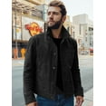 thumbnail image 3 of FLAVOR Men's Suede Leather Jacket Trucker Coat (Large, Black), 3 of 6