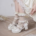 thumbnail image 4 of SACFOF Women Lolita Kawaii Shoes Chunky Heel Mary Janes Ankle Strap Lace Pumps Bow Cute Block Heel Rockabilly Shoes, 4 of 6