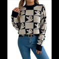 thumbnail image 1 of Suéter de Larga con Cuello Redondo para Mujer, Suéter Holgado de Punto, Tendencia de Otoño e Invierno, Tops Casuales de Moda. Albaricoque M, 1 of 10
