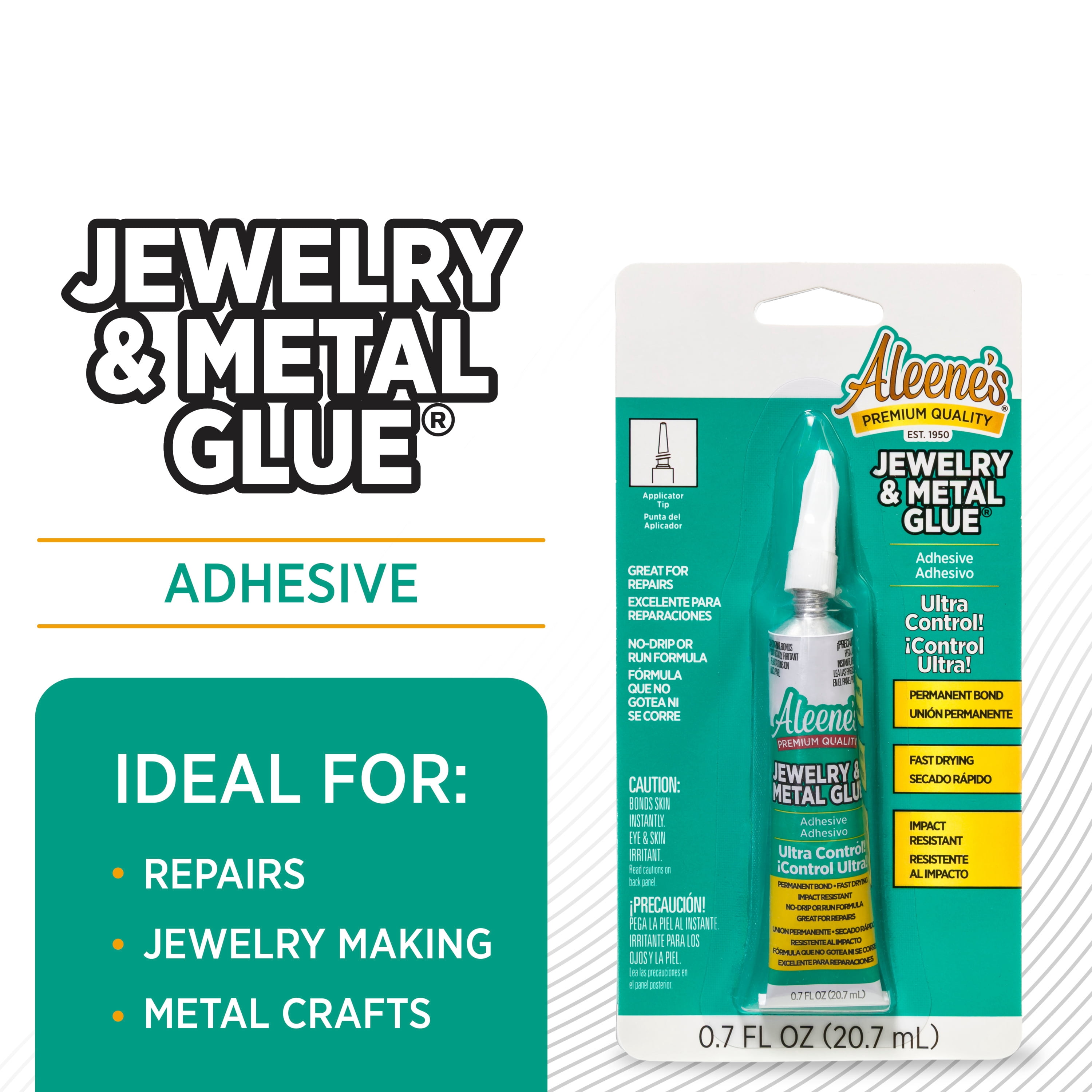 (3 pack) Aleene's Jewelry & Metal Glue 0.7 fl oz, Dries Clear, Permanent Bond