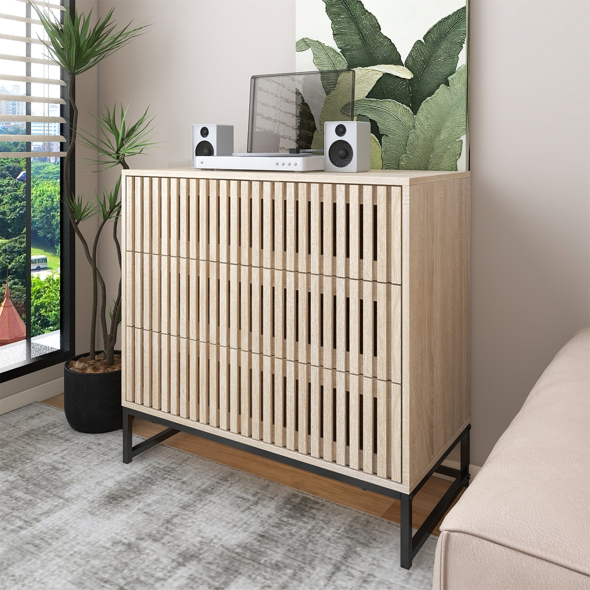 Kadyn Kitchen Storage Cabinet, Floor Storage Cabinet with 3 Drawer, Sideboard Buffet Cabinet for Living Room, Natural Kadyn Kitchen Storage Cabinet, Floor Storage Cabinet with 3 Drawer, Sideboard Buffet Cabinet for Living Room, Natural