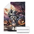 thumbnail image 2 of Spooky Halloween Night Witch Chinese Crested Glowing Pumpkins Cozy Fleece Blanket Dog Lover Warm Soft Throw Blanket - 12015, 2 of 5