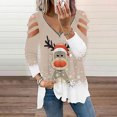 thumbnail image 1 of Puntoco Blusa de manga corta con cuello en V a la moda para mujer con cremallera y estampado navideño Puntoco Puntoco-5719, 1 of 5