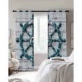 thumbnail image 4 of Teal Rudder Coastal Kitchen Curtains Summer Beach Ocean Nautical Cafe Short Curtains for Bathroom Blackout Window Curtain Grommet Small Window Treatment Tier Drapes for Bedroom Living Room 42"x45"x2, 4 of 9