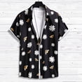 thumbnail image 2 of safuny Men's Loose Cotton Shirts Clearance Lapel Pullover Pineapple Fruit Print Tees Clothing Fashion Summer Hawaiian Beach Button Short Sleeve Shirts Holiday Black XL, 2 of 7