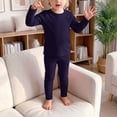 thumbnail image 2 of felwors Boys 2 Piece Outfit Fall Long Sleeve Top and Jogger Pants Kids Tracksuit Pant Set (Navy,2-3 Years), 2 of 7