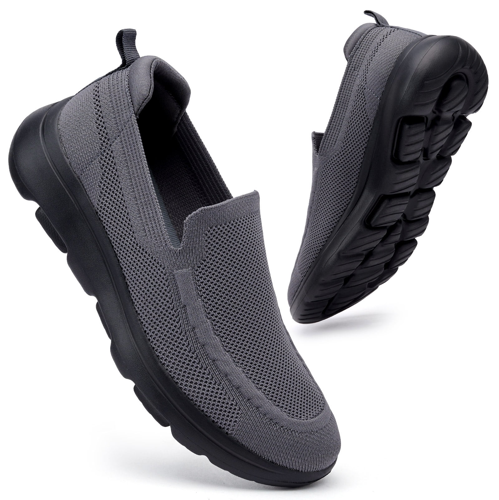 Konhill Men's Casual Comfort Loafers Slip-On Walking Shoes Deep Gray ...