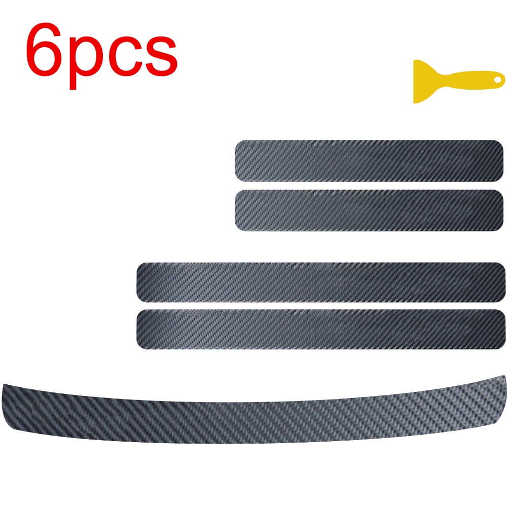 Carbon Fiber Look Cover Anti Scratch Sticker For Car Rear Bumper Protector Plate 
