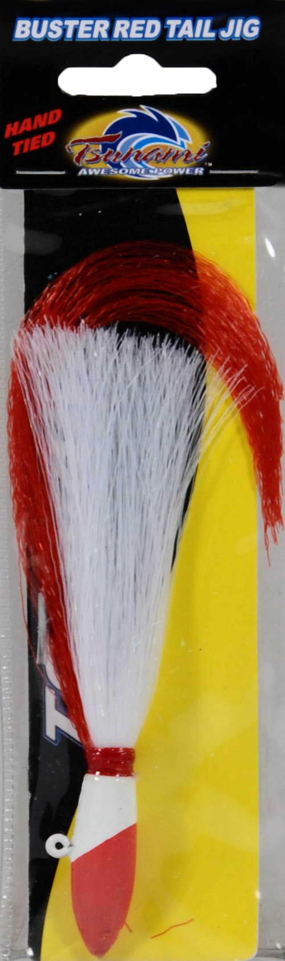(3 pack) Tsunami Buster Red Tail Jig Fishing Lure 1 oz Red and White