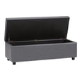 thumbnail image 4 of SIMPLIHOME Hamilton 48 inch Wide Rectangle Lift Top Storage Ottoman in Upholstered Stone Grey Tufted Faux Leather with Large Storage Space for the Living Room, Entryway, Bedroom, Traditional, 4 of 8
