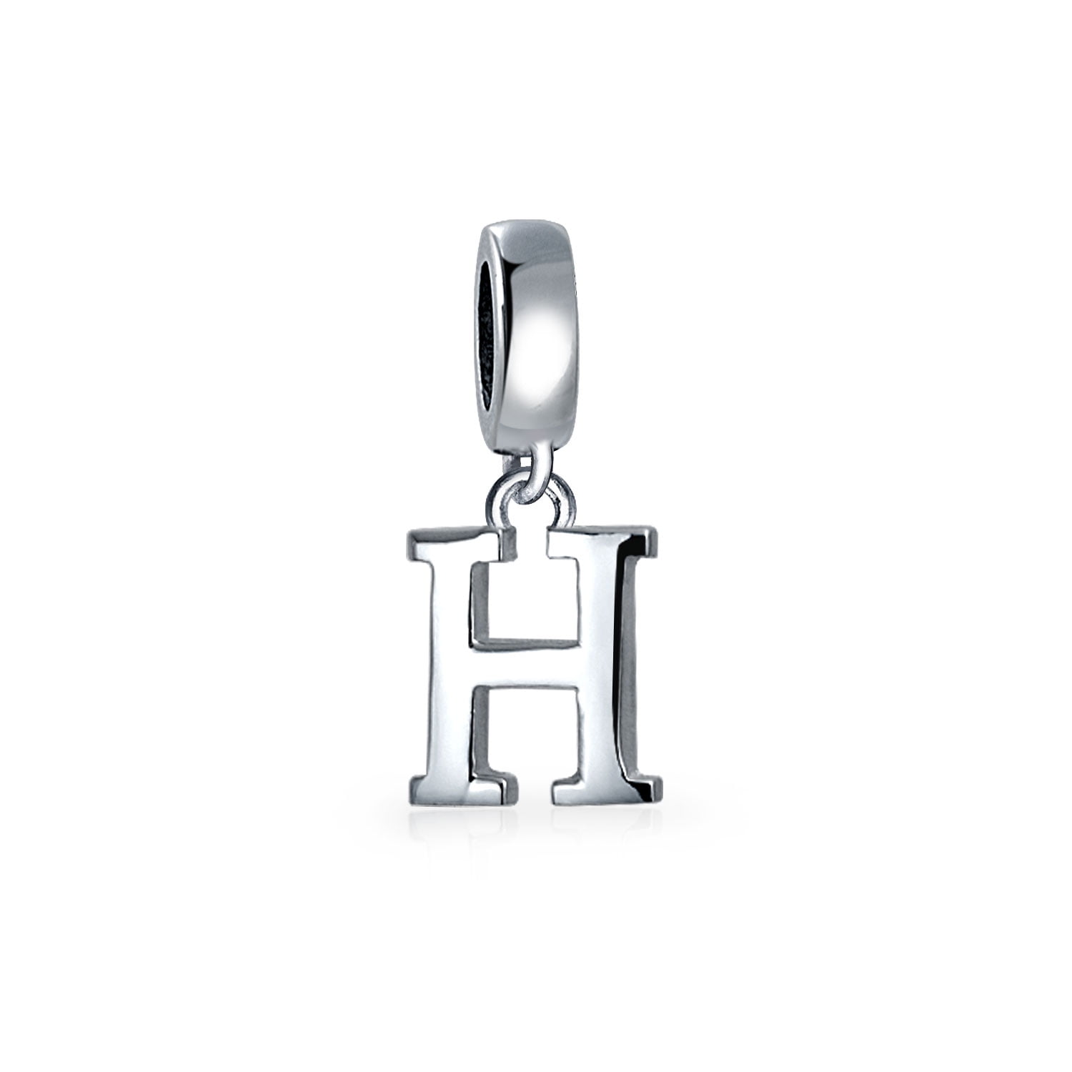 Sterling Silver Uppercase H Letter Charm Uppercase H Charm Sterling Silver Uppercase Oxidized H Initial Charm Uppercase H Pendant