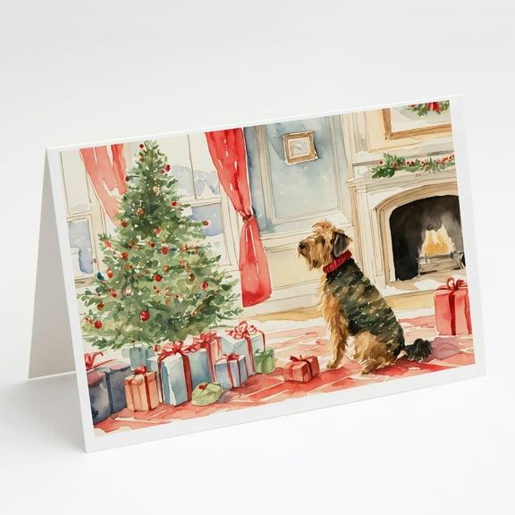 Airedale Terrier Christmas Greeting Cards and Envelopes Pack of 8 7 in x 5 in