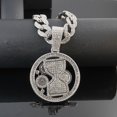 thumbnail image 3 of Men Women Hip Hop Hourglass Pendant Necklace 15mm Crystal Cuban Chain Iced Out Bling Necklaces Fashion Charm Jewelry, 3 of 7