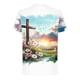 thumbnail image 3 of Ceisia Men's Watercolor Cross & Floral Print T-shirt Short Sleeve Round Neck Casual Easter Spring Summer Tee Tops Light Blue L Gifts, 3 of 7