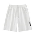 thumbnail image 2 of Summer Shorts for Mens Big and Tall with Pockets Elastic Waist Solid Color Casual Shorts Running Gym Stretch Summer Workout Pants Gifts for Men White XL, 2 of 6