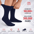 thumbnail image 3 of 6 Pairs Diabetic Crew Socks for Men & Women, Non-Binding, Breathable Moisture Wicking, Comfort Fit, Size 10-13, Navy, 3 of 6