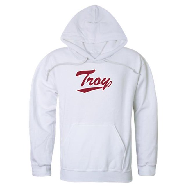 W Republic 558-254-WHT-02 Men Troy Trojans Script Hoodie, White - Medium
