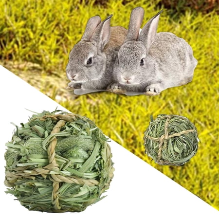 Rabbit Chew Toy Biting Timothy Grass Hay Ball Small Animals Molar Toys Cage Hanging Hamster Toys for Chinchillas Bunny Pet Snacks