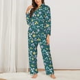 thumbnail image 2 of KLL Floral Print Women's Long Sleeve Pajamas with Pants Sleepwear Loungewear 2 Set-X-Large, 2 of 7