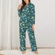thumbnail image 2 of Fotbe Floral Conjunto de Pijama de Manga Larga para Mujer con Estampado, Ropa de Dormir de 2 Piezas, Conjunto de Casa Suave y Cómodo con Bolsillos-XX-Large, 2 of 7