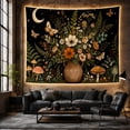 thumbnail image 6 of Botanical Vase in a Nocturnal Scene, Mystical Vintage Illustration for Nature Lovers, Botanical Wall Art, Halloween Gift Tapestry Wall Hanging for Bedroom and Living Room, 6 of 7