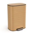 thumbnail image 2 of LoLado 13 Gallon 50L Kitchen Foot Pedal Operated Soft Close Trash Can - Stainless Steel Ellipse Bustbin - Wood, 2 of 9