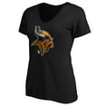 thumbnail image 2 of Women's Black Minnesota Vikings Midnight Mascot Logo V-Neck T-Shirt, 2 of 3
