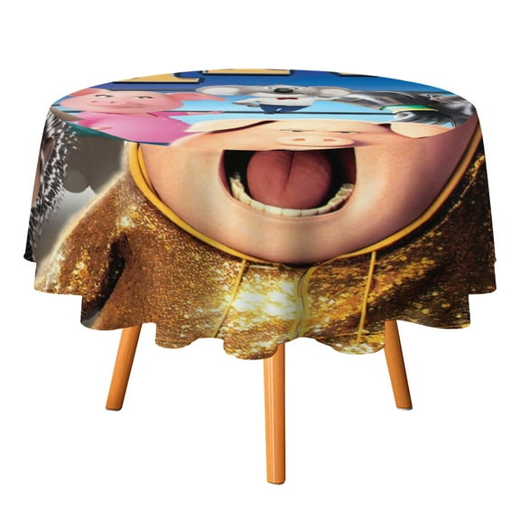 Sing Movie-Theme Round tablecloth has an iconic print, fits most tables, and is easy to care for perfect gifts for fans friends and family.diameter60''(152cm)