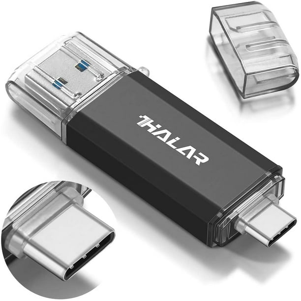 THKAILAR Clé USB C 512 Go - 2 en 1 Thunderbolt Flash Dive avec Type C 3.1  et Type A 3.0 Port-Transfer Data (Noir) 
