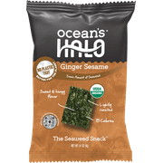 Ocean's Halo, Organic Trayless Seaweed Snack, Ginger Sesame, Vegan, No Plastic Tray, Shelf-Stable Nori, 0.14 oz