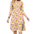 thumbnail image 1 of Vestido acampanado rosa con estampado de huevo, vestido de cuello cuadrado, vestido elegante de moda femenina, vestido estampado, comida de huevo, desayuno, estilo retro vintage, corto, 1 of 6