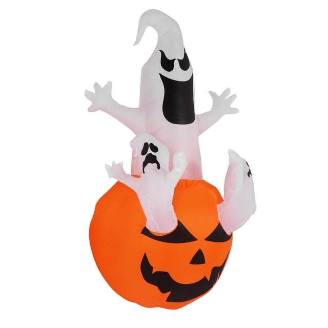 Fantasma inflable de Halloween, tres inflables blancos de Halloween, decoración de patio inflable de Halloween, uso conveniente