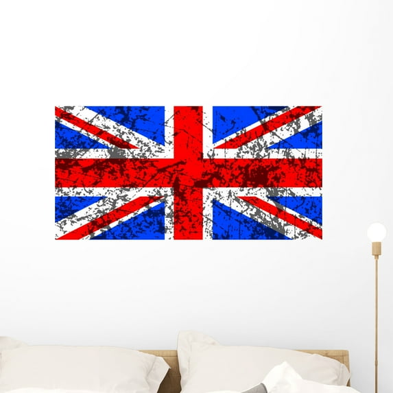 Grunge Union Jack Wall Mural by Wallmonkeys Peel and Stick Graphic (36 in W x 18 in H) WM56081