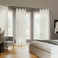 thumbnail image 2 of Archaeo Slub Textured Linen Blend Black Grommet Top Curtain, 52"x84", Ivory, 2 of 8