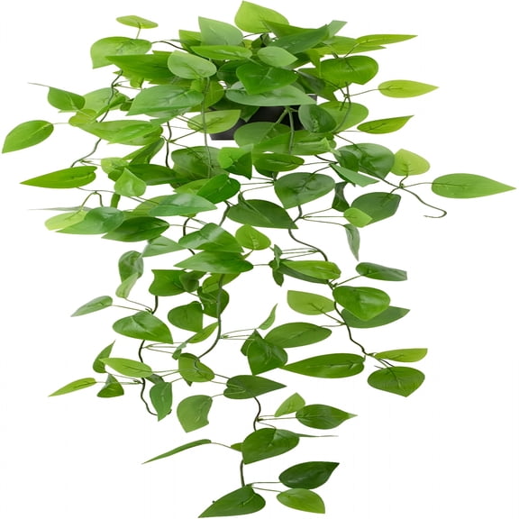TUWAFE Small Fake Hanging Plant Artificial Potted Plants for Indoor Outdoor Aesthetic-39In Realistic Faux Hanging Pothos with Ivy Vine for Shelf Decor in Home Office Gardens