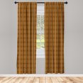 thumbnail image 4 of Ambesonne Ethnic Window Curtains, Abstract Geometric Lines Art, Each 28" W x 84" L, Dark Orange Yellow and Fawn, 4 of 4