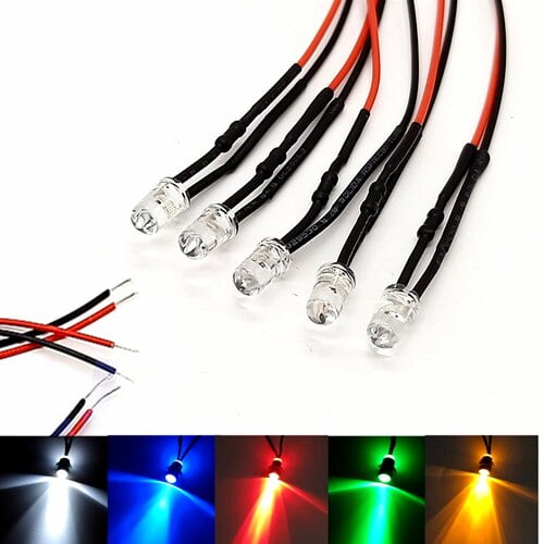 1-LED Light Bulb Single Indicator Attached Wire Bright 12V DC Water-Resistant