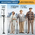 thumbnail image 6 of Folding Walking Cane - Adjustable, Heavy Duty with T Handle & Pivot Base, Nylon Strap for Women & Men, 6 of 8