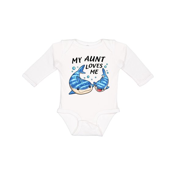 Inktastic My Aunt Loves Me- whale shark Boys or Girls Long Sleeve Baby Bodysuit