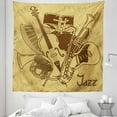 thumbnail image 1 of Retro Tapestry, Jazz Music Equipments with Vintage Background Retro Style in Music Themed Print, Fabric Wall Hanging Decor for Bedroom Living Room Dorm, 5 Sizes, Cream Brown, by Ambesonne, 1 of 1