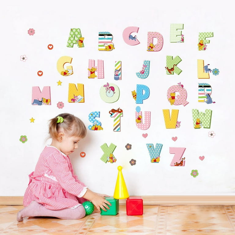 JYYYBF A-Z Alphabet Letters Mural Wall Sticker for kids room Decals Nursery  Bedroom Decor school Classroom background inall Multicolor 30cm*60cm 