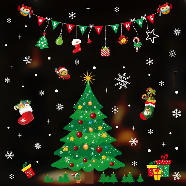Decoración de Navidad DIY Pegatinas de Ventana de Navidad Etiqueta de Ventana Reutilizable Pegatinas de Ventana de Navidad Decoración de Navidad Decoración de Puerta de Pared Extraíble (D) JM