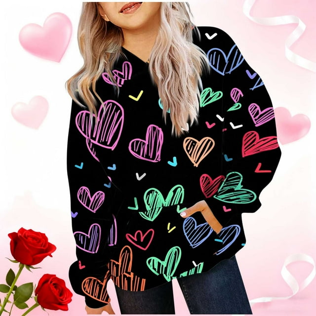 Cowsor Sweat à Capuche pour Enfants / Manches Longues Imprimé Col Rond / Tissu Extensible Doux / Tenue Décontractée Chaude pour École Quotidienne / Garçons Filles 2-14 Ans