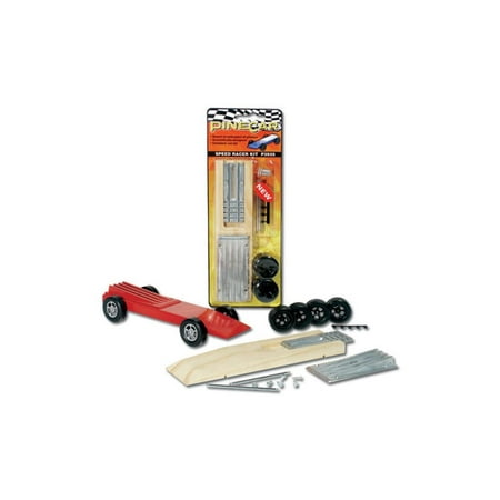 Pine Car Derby Racer Kit, Speed, This package contains pre-shaped wood racer body; one-piece axels; cavity weight; racing wheels; hubcaps and instructions By Woodland
