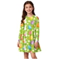 thumbnail image 2 of Xdegoge Chic Easter Dress for Kids Girls Bunny Polka Dot Egg Printed Tween Spring Sundress Knee Length A Line Long Sleeve Cute Holiday Festival Party Outfit Casual Play Wear for Teen, 2 of 7