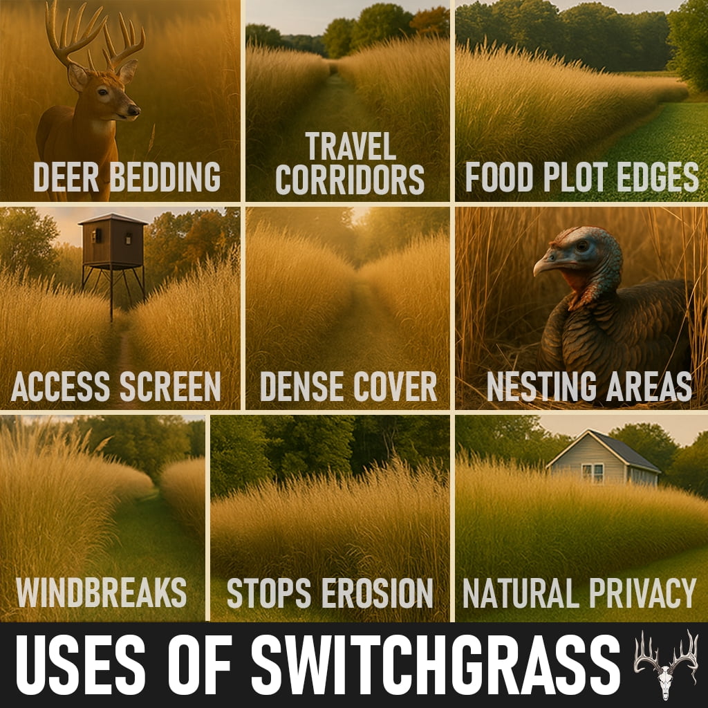 BigAzz Switchgrass Seed, Bulk RC Big Rock Variety, Extra Tall Drought-Tolerant Native Perennial Grass for Deer Habitat, Bedding Areas, Green Screens & Food Plots, 2 LB