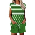 thumbnail image 1 of Conjunto de Pantalones de Cuello Redondo Y Cordón de Manga Corta Impresa para Mujeres Conjunto de Poliéster, Desgaste Casual sin Posicionamiento para Mujeres, 1 of 5