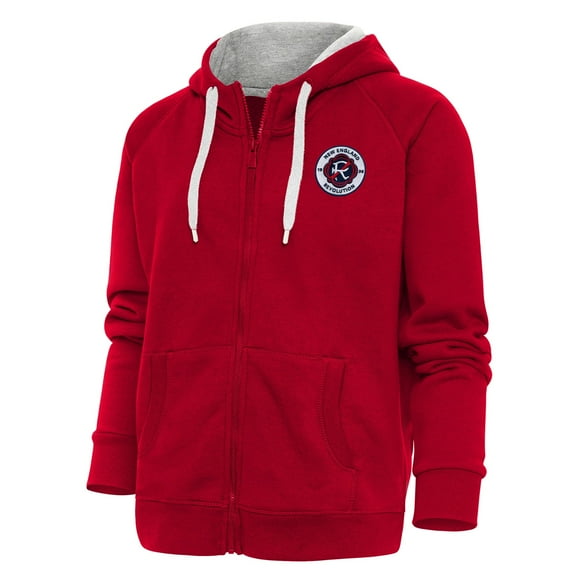 Women's Antigua Red New England Revolution Logo Victory Full-Zip Hoodie